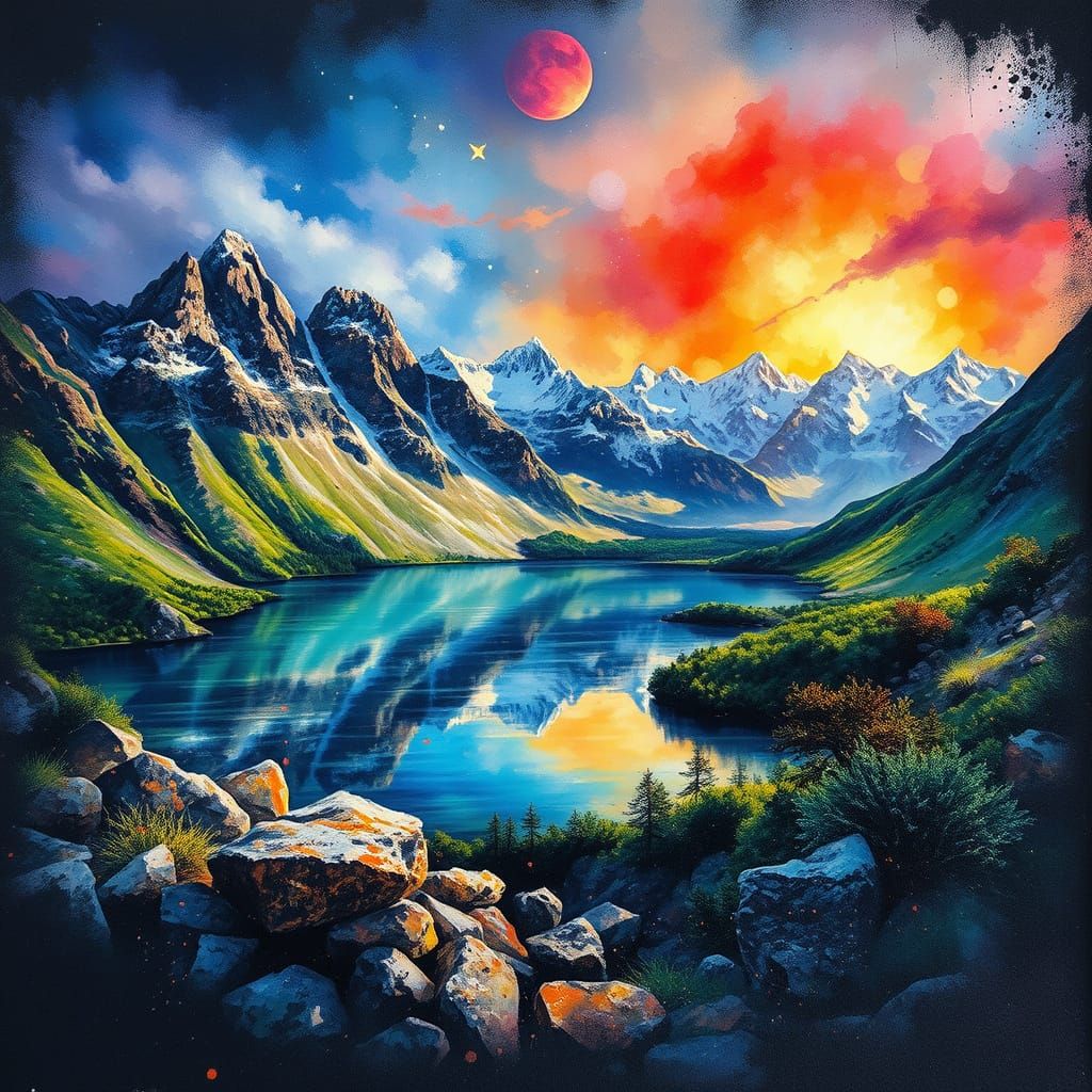 Breathtaking Alpine Lake Landscape in Vibrant Colors