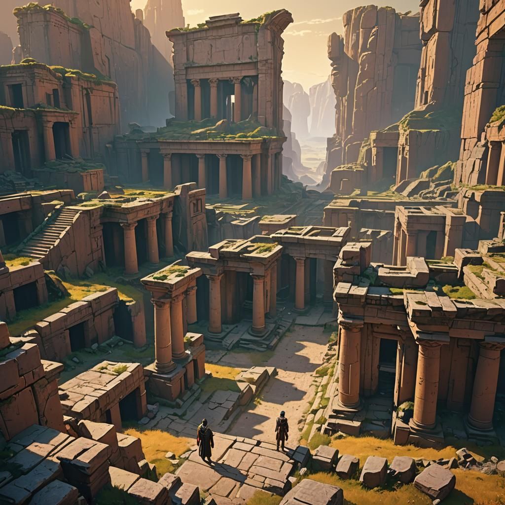 Thoth and Calchas in Ancient Ruins: Digital Matte Painting