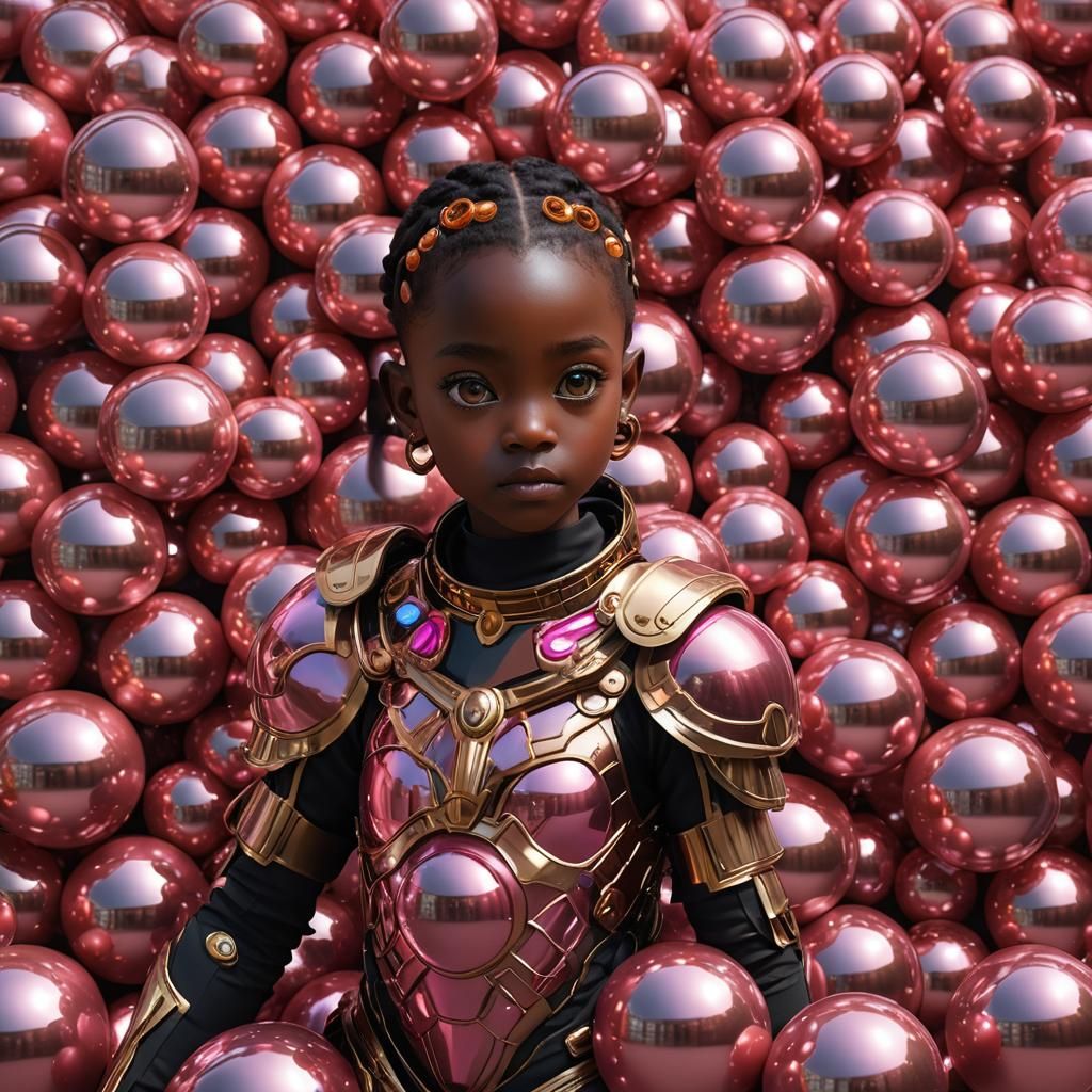 Cute Humanoid in Gold Armor, Hyperrealistic Matte Painting