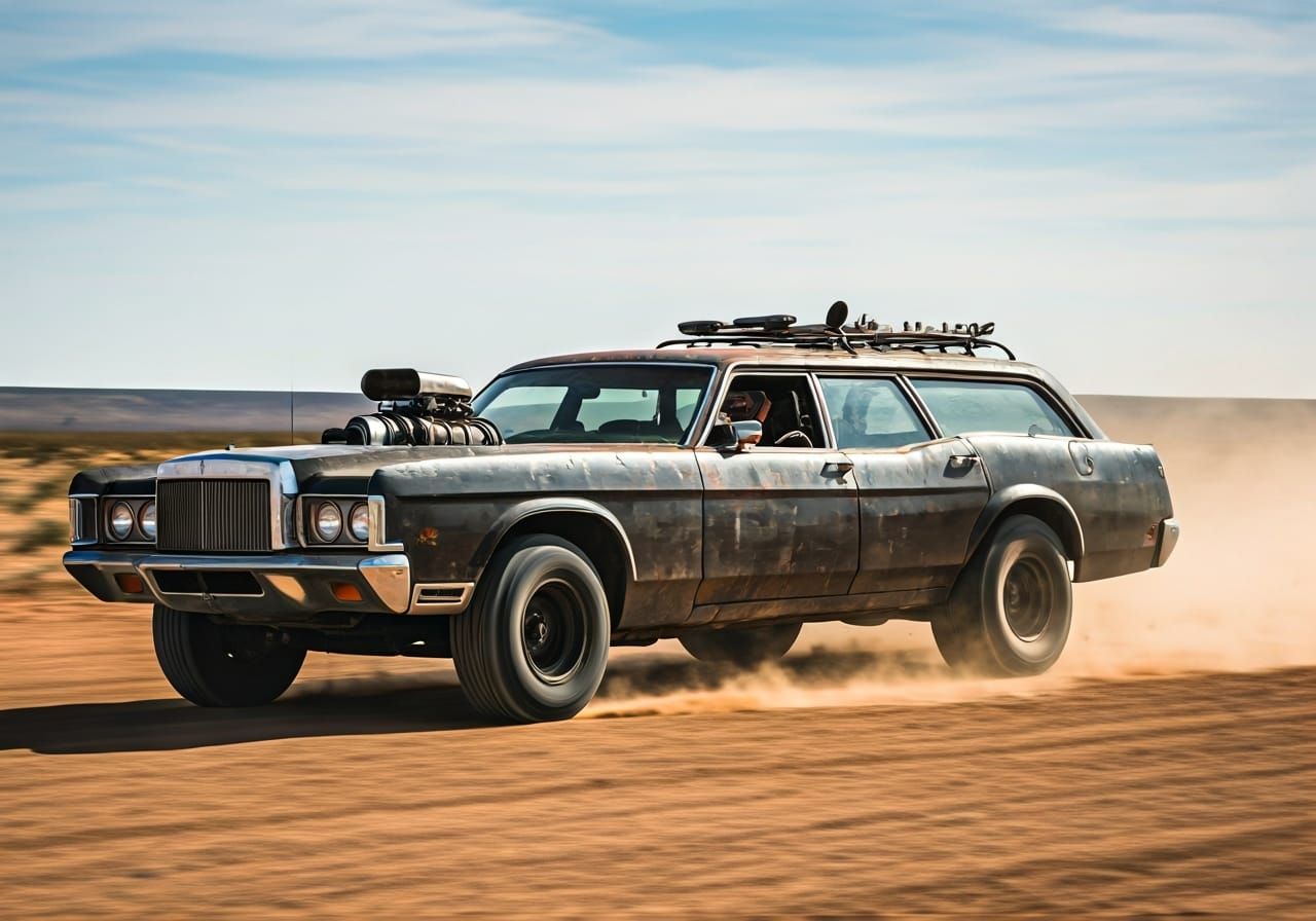 Mad Max Lincoln Wagon in Australian Desert