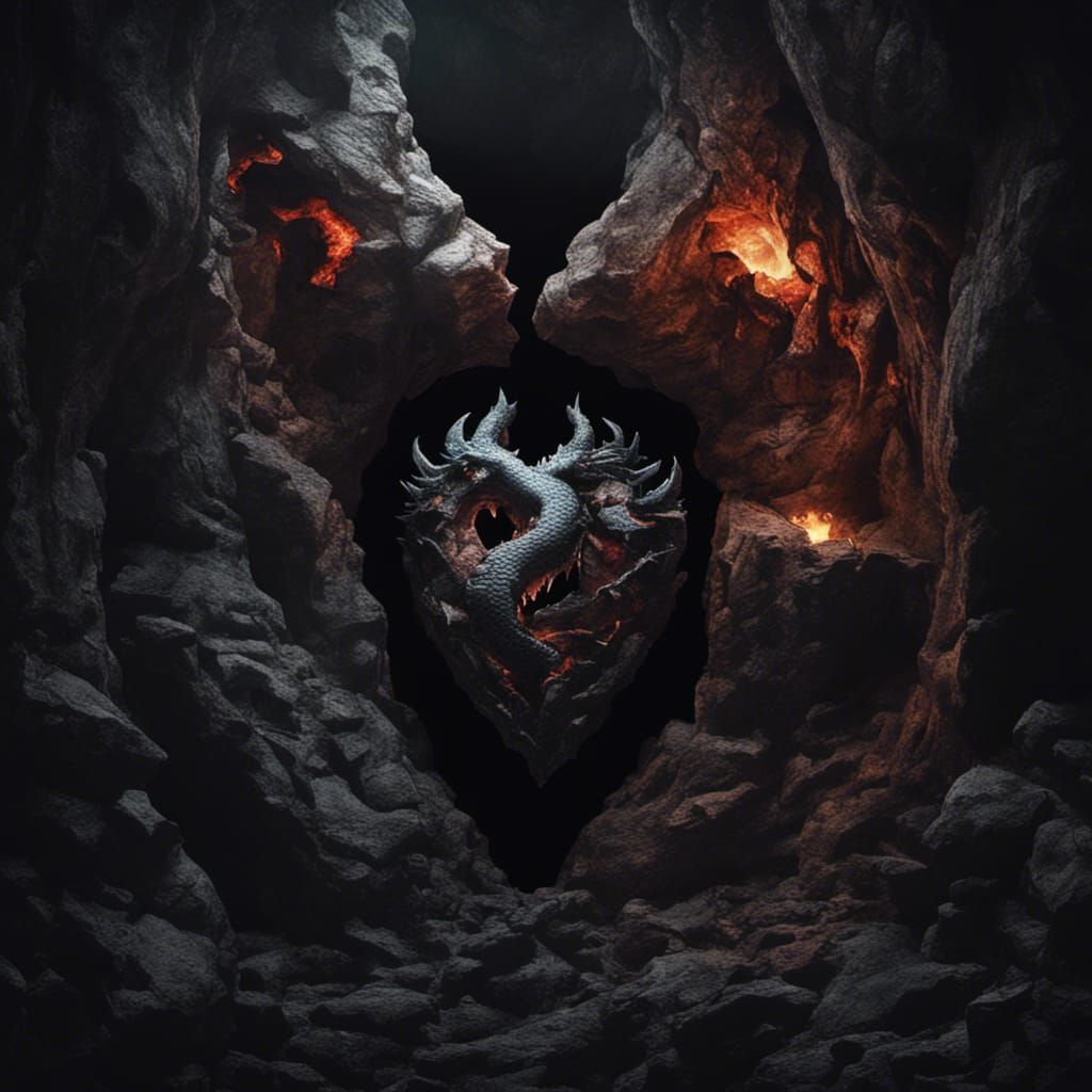 Fiery Dragon in Heart-Shaped Cave