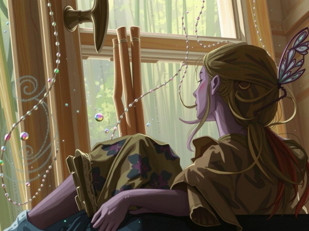 Whimsical Woman in Dreamlike Atmosphere