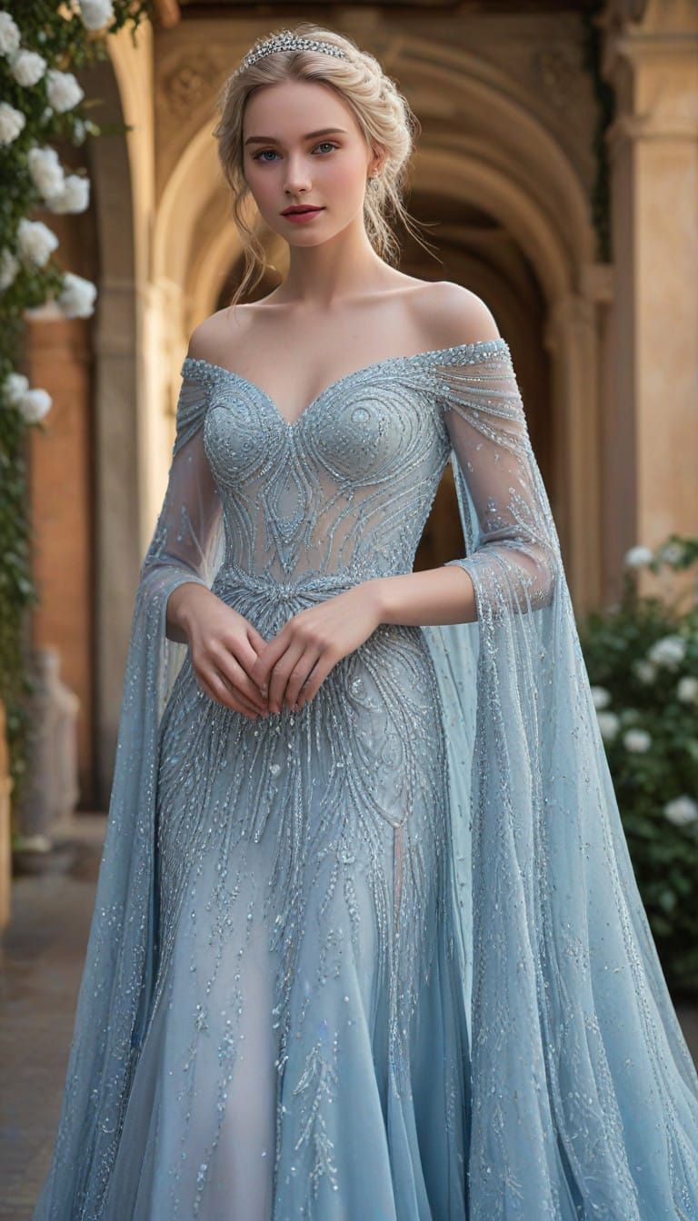 Ethereal Disney Princess in Icy Blue Gown