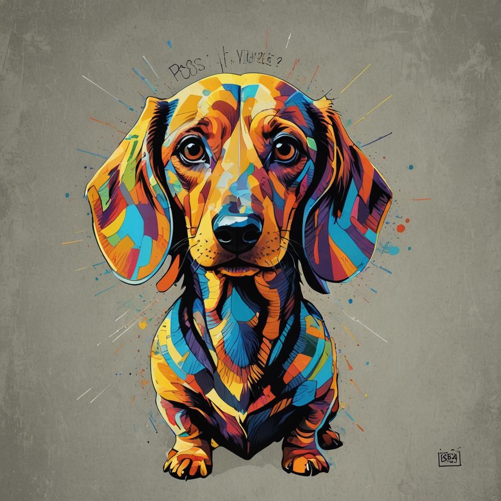 Dachshund Pop Art with Bauhaus Geometric Design