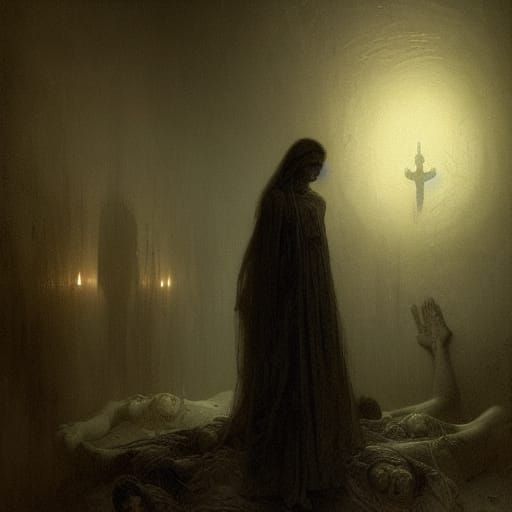 Horrific Scene of Decay in Gothic Horror Style