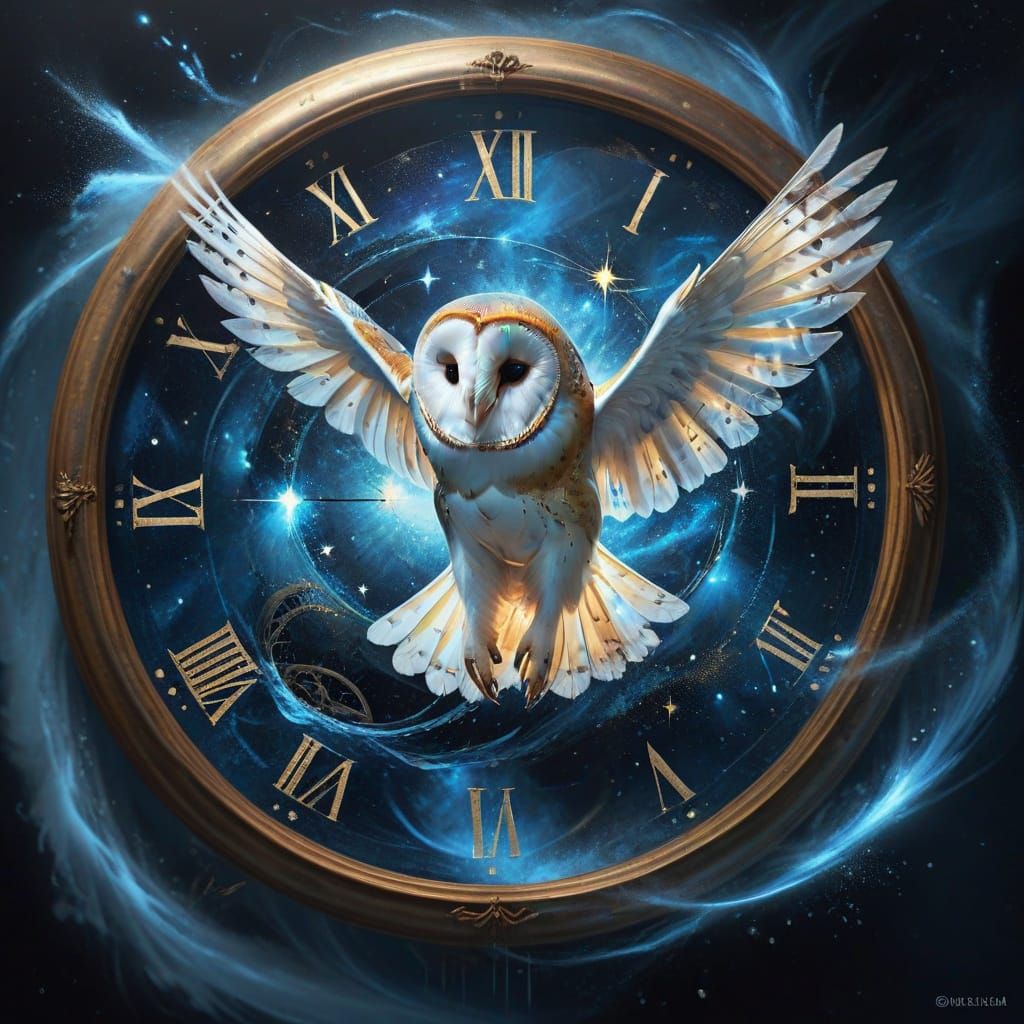 Owl in Ethereal Clockwork Realm