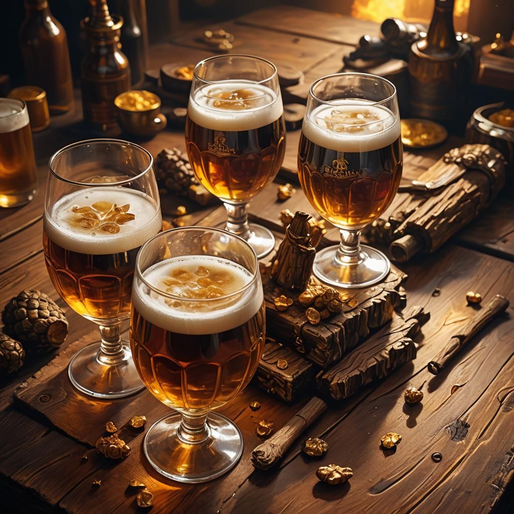 Old Men Drinking Beer as Rembrandt Oil Painting