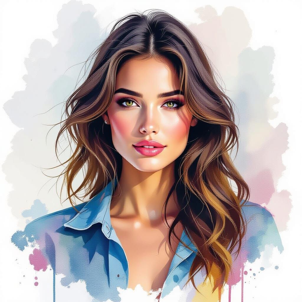 Expressive Watercolor Portrait with Dynamic Lighting