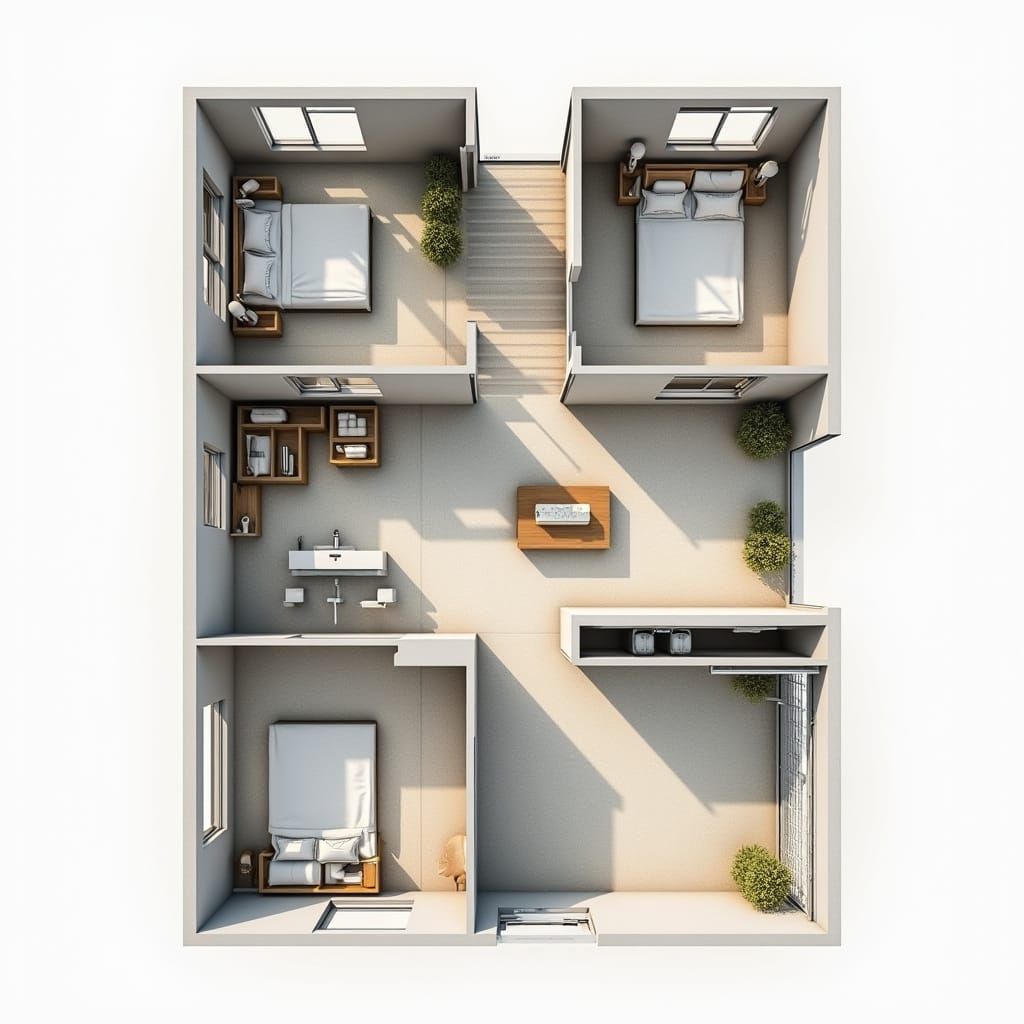 Modern 8x8 Meter House Floor Plan with Sleek Bathroom and Co...