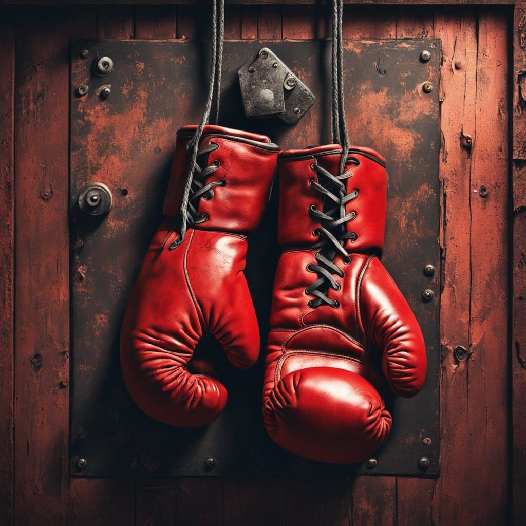 Vintage Boxing Gloves in Noir-Inspired Realism