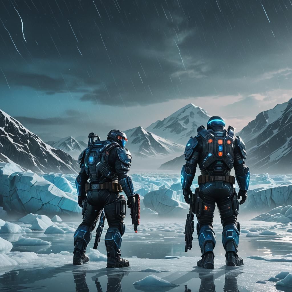 Gears of War in Antarctica: Synthwave Neon Retro