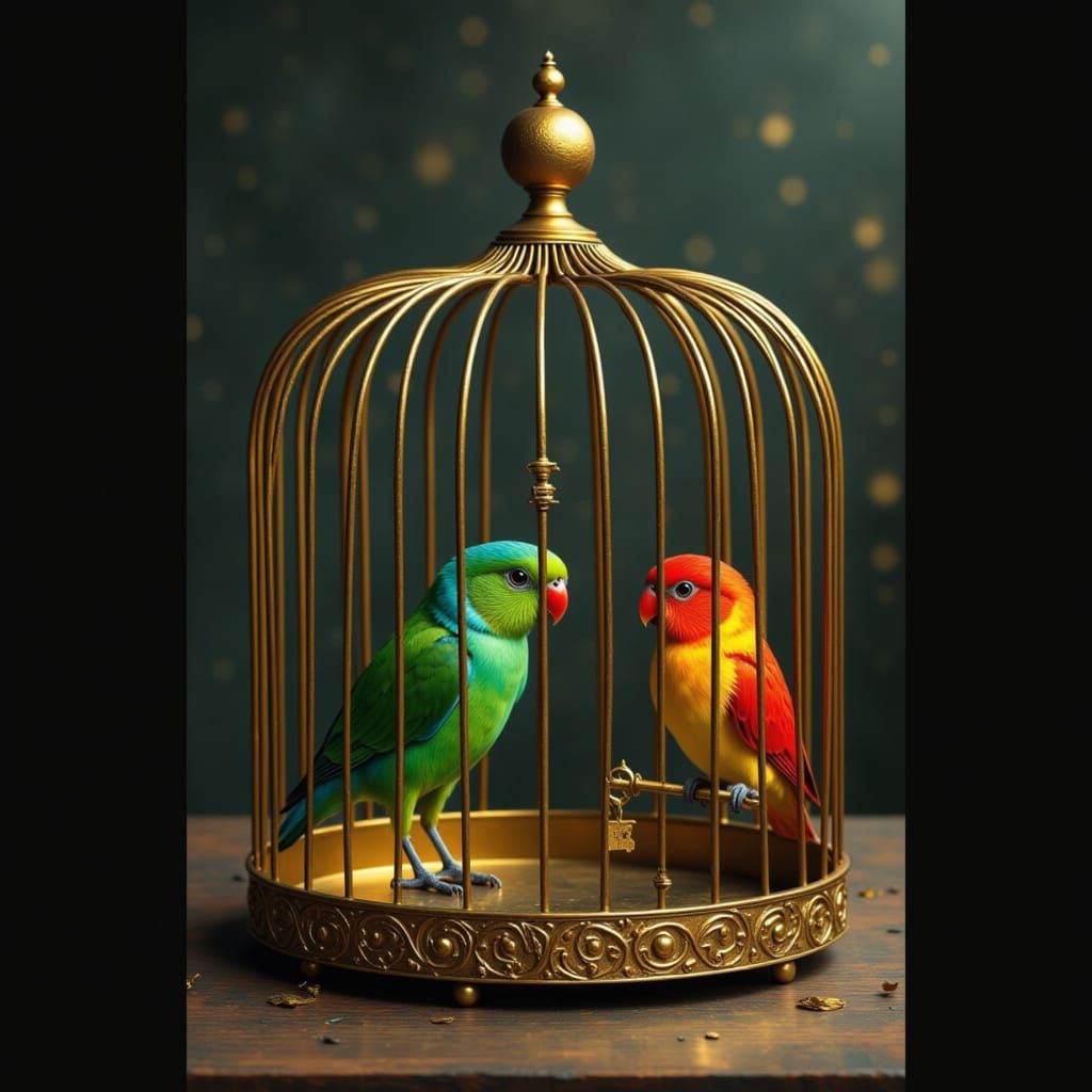 <lora:Automne dore:1.0> UN oiseau vert et bleu à l’intérieur...