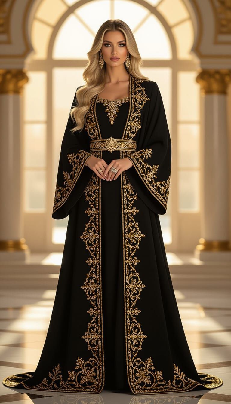 High-Fashion Abaya on Modern Businesswoman