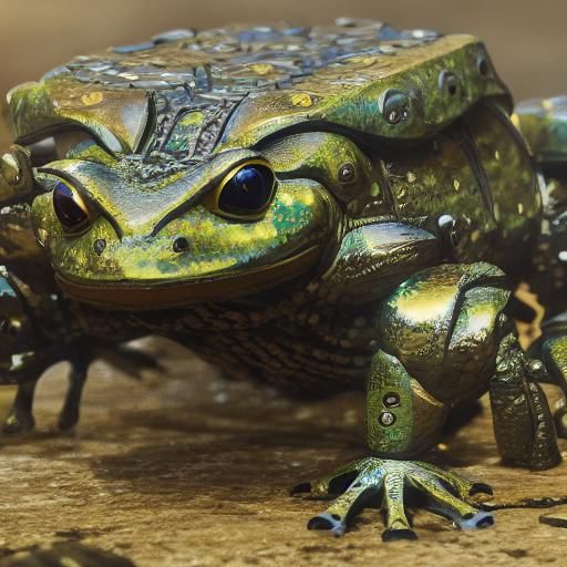 Futuristic Cybernetic Frog with Intricate Mech Details