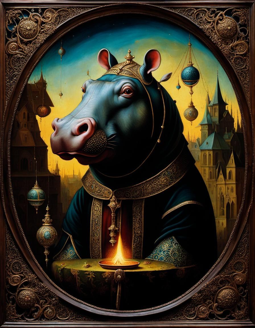 Impossible Hippo in the Style of Bosch