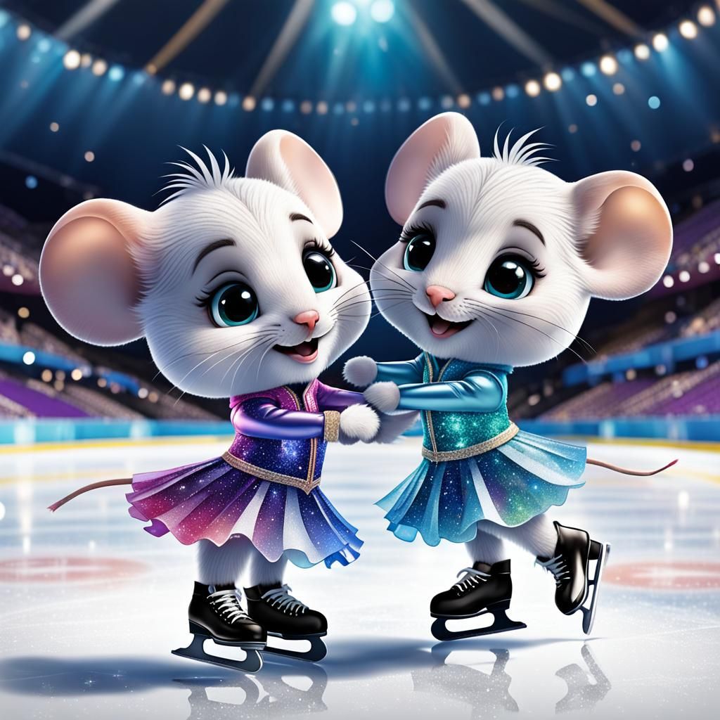 Chibi Mice Ice Dancing at the Olympics