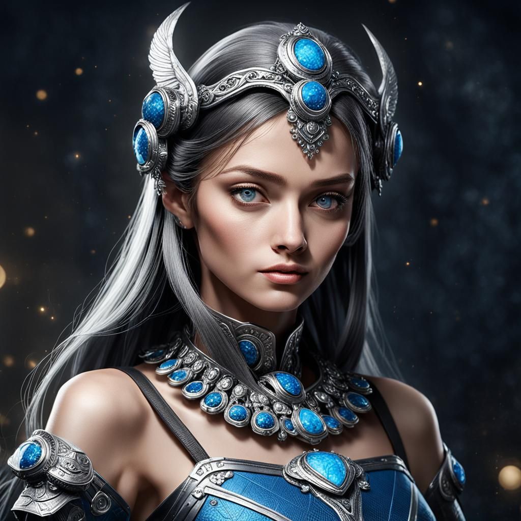 Cosmic Woman Portrait in Surreal Style