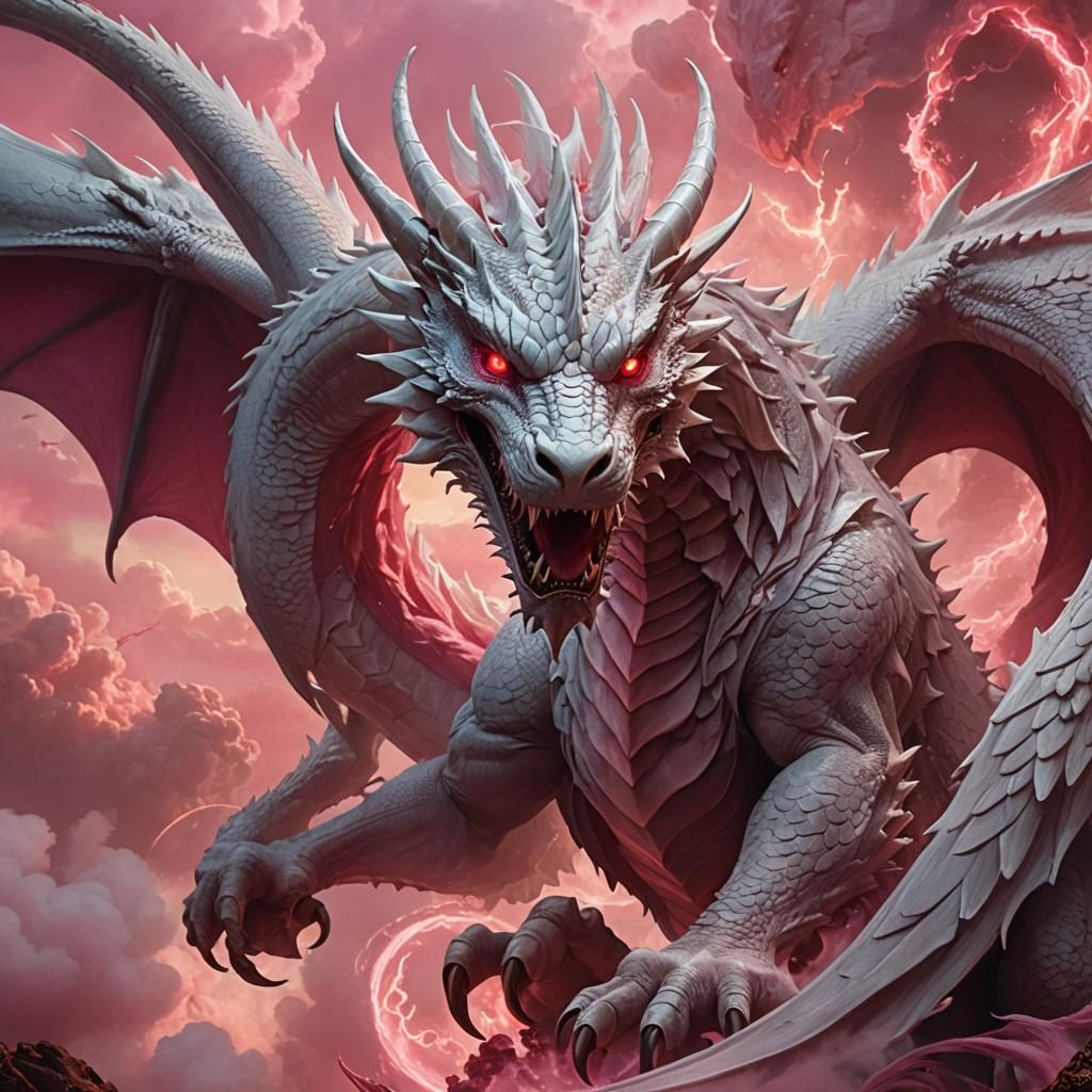 White Dragon's Glare: A Cinematic Fantasy Scene