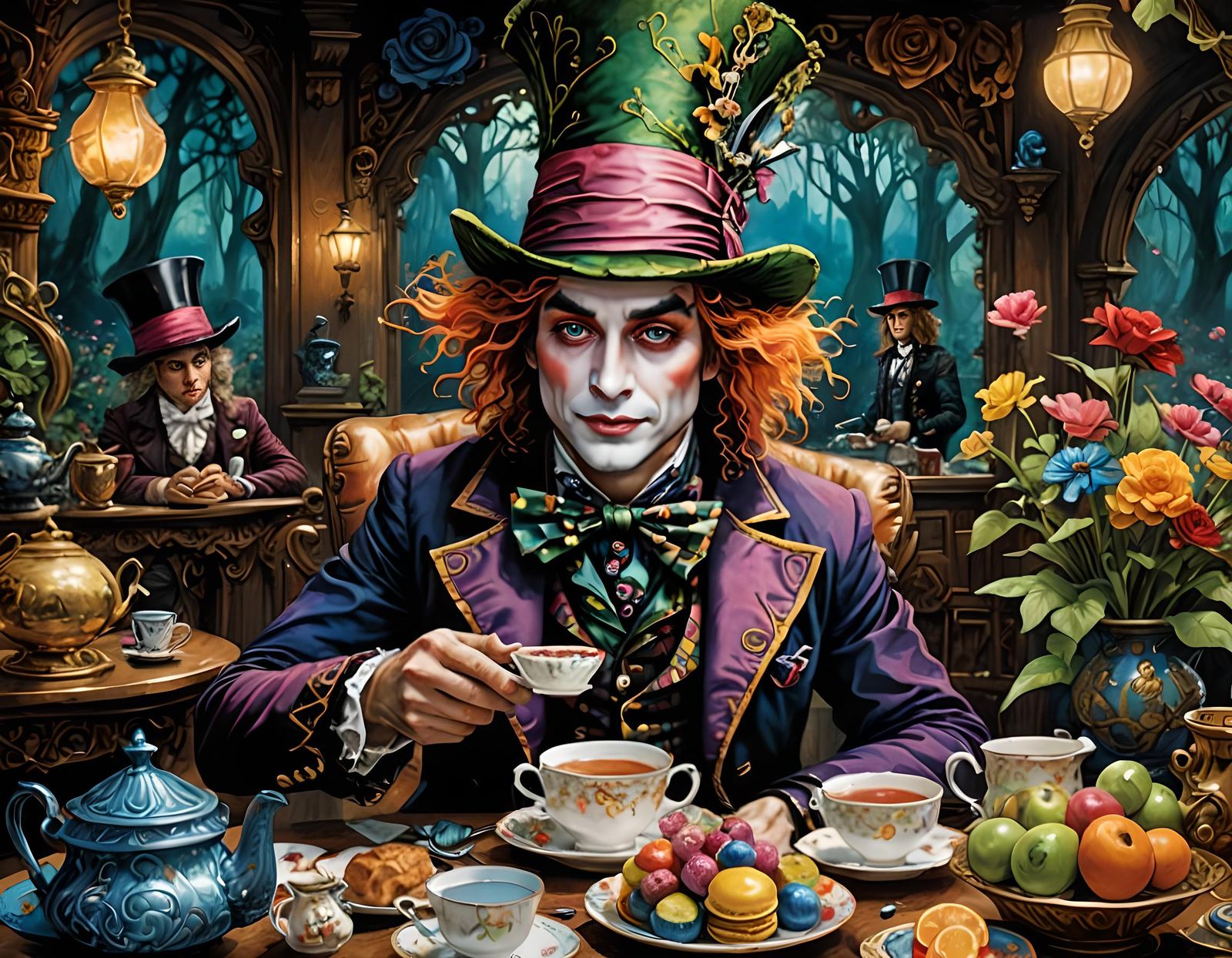 Mad Hatter's Fairytale Tea Party: Watercolor Art