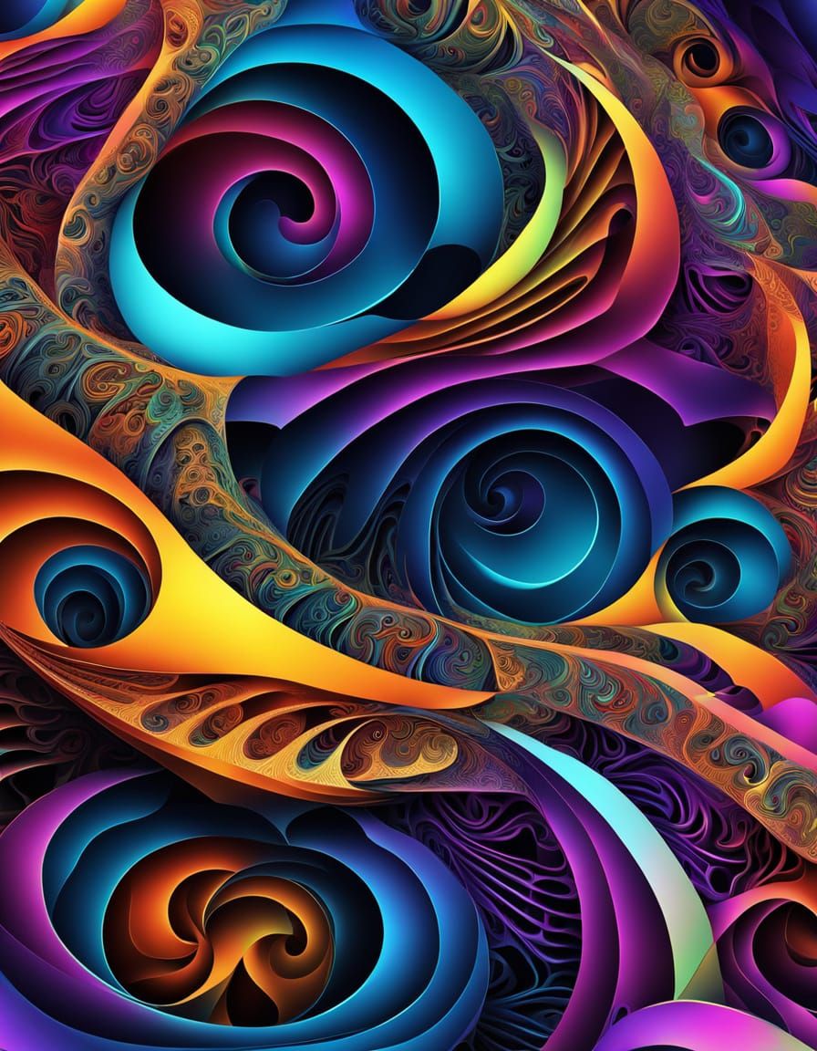 Vibrant Abstract Fractal in Zentangle Style