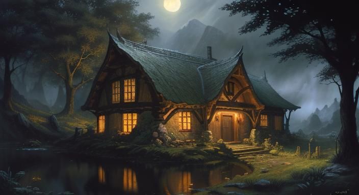 Enchanting Hobbit Home in Middle-earth Landscape