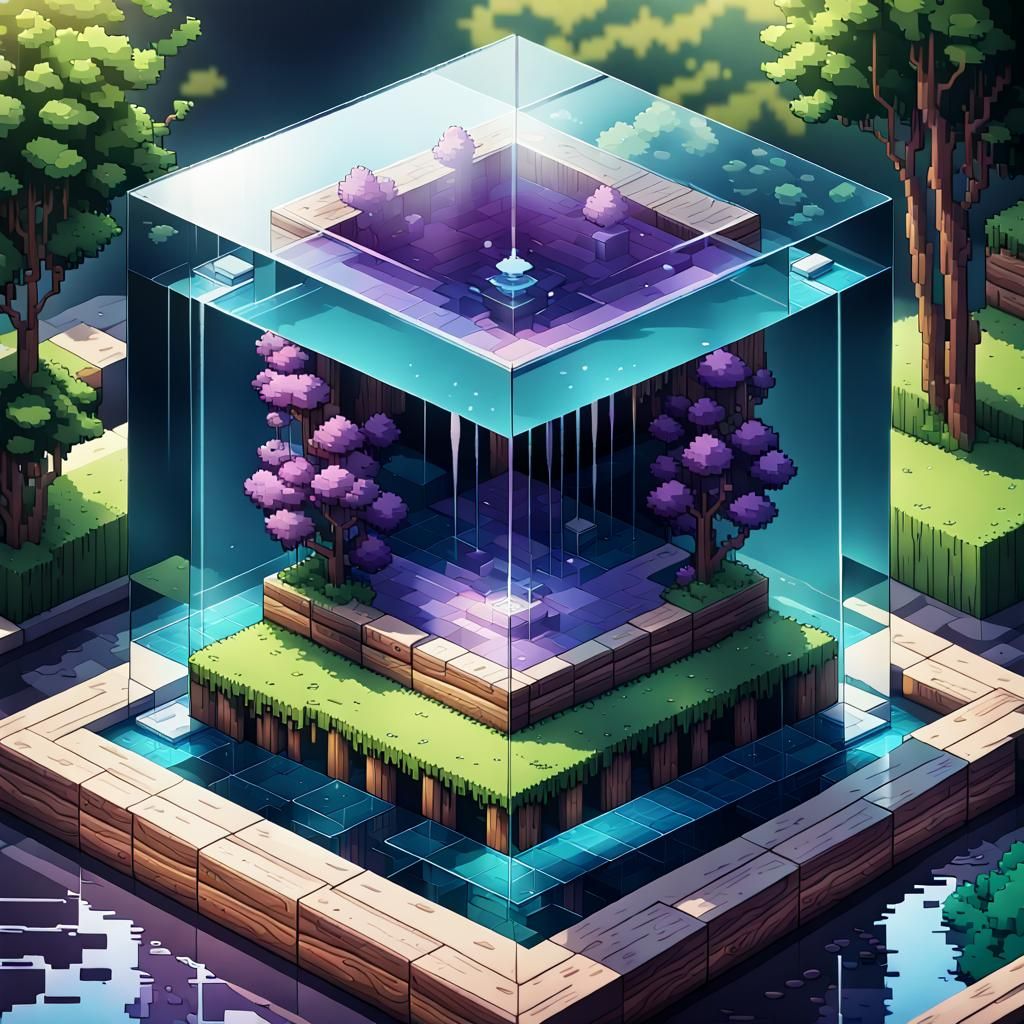 Botanical Pixel Art: Glass Cube Garden