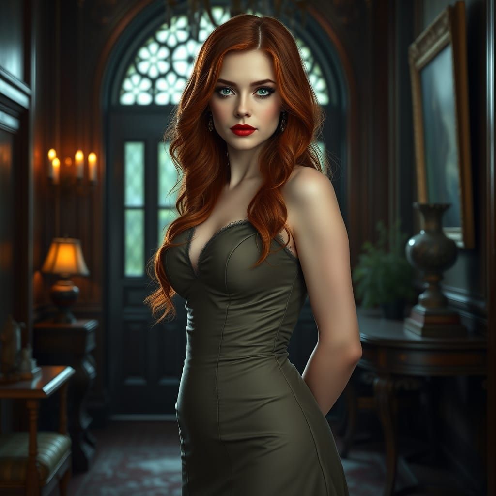 Ethereal Victorian Aristocrat in Opulent Foyer