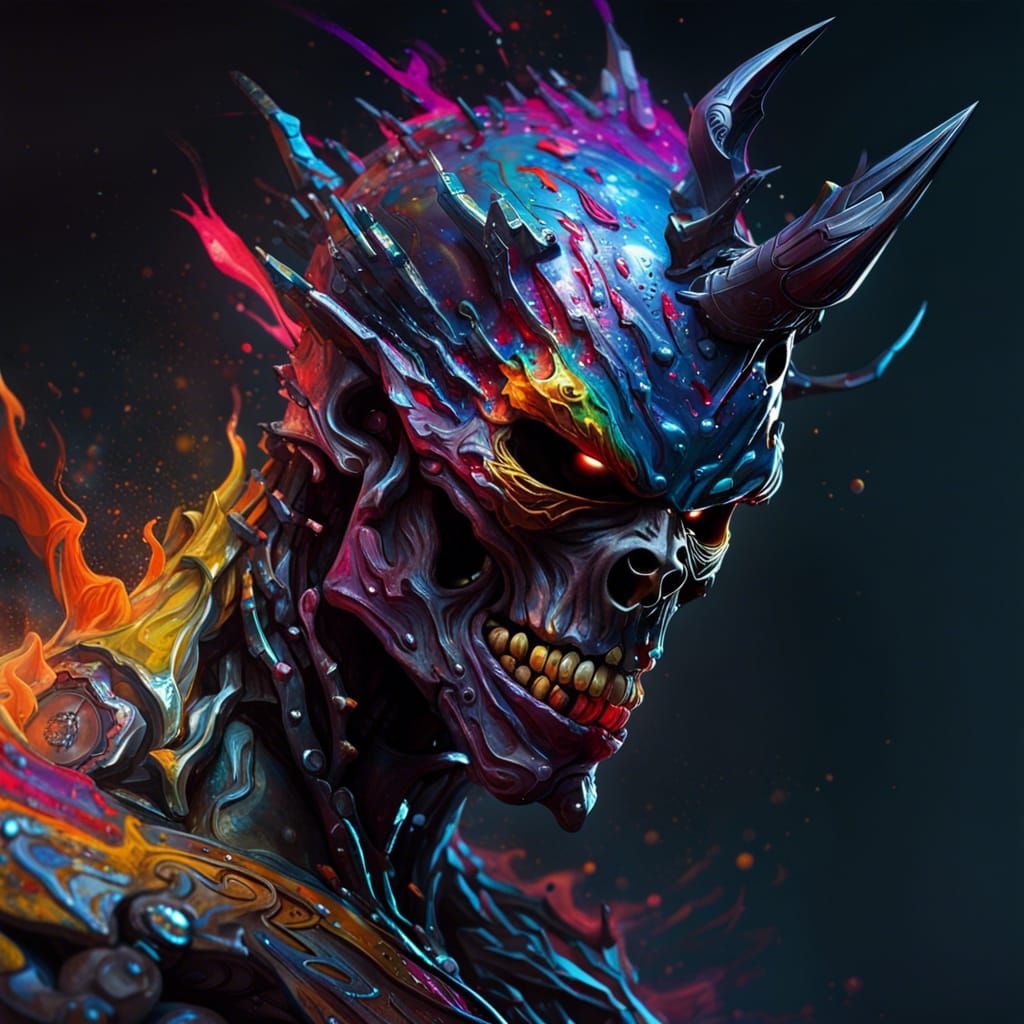 Dramatic Hyperrealistic Face with Colorful Depth