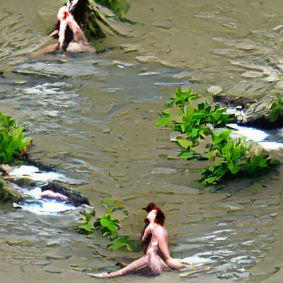 Nude Figure in Forest River