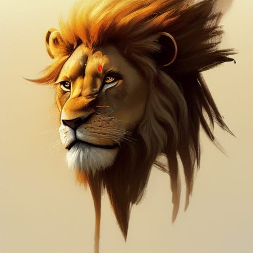 Hyperdetailed Lion Portrait Concept Art
