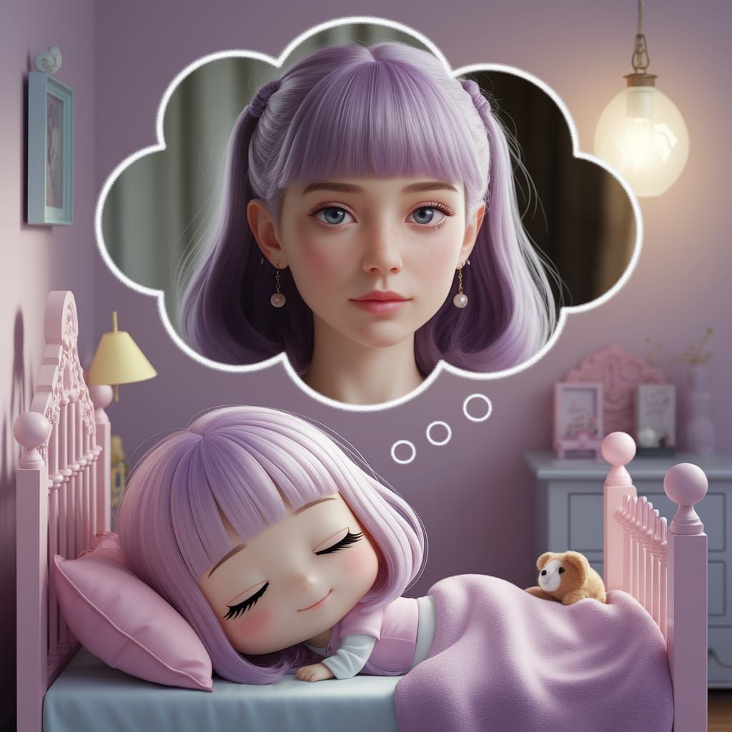 Chibi Anime Girl's Dream of Becoming Real