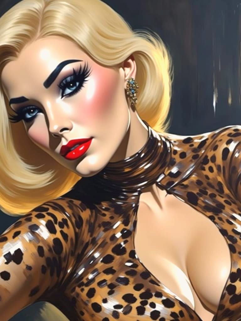 Abstract Brutalist: Blonde Woman in Animal Print