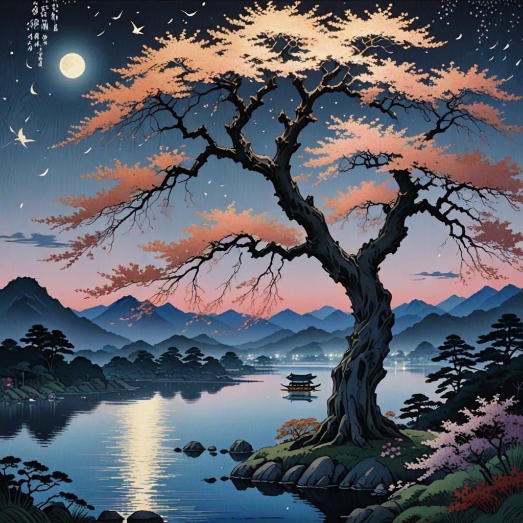 Dreamlike Willow Tree in Whimsical Artistic Style