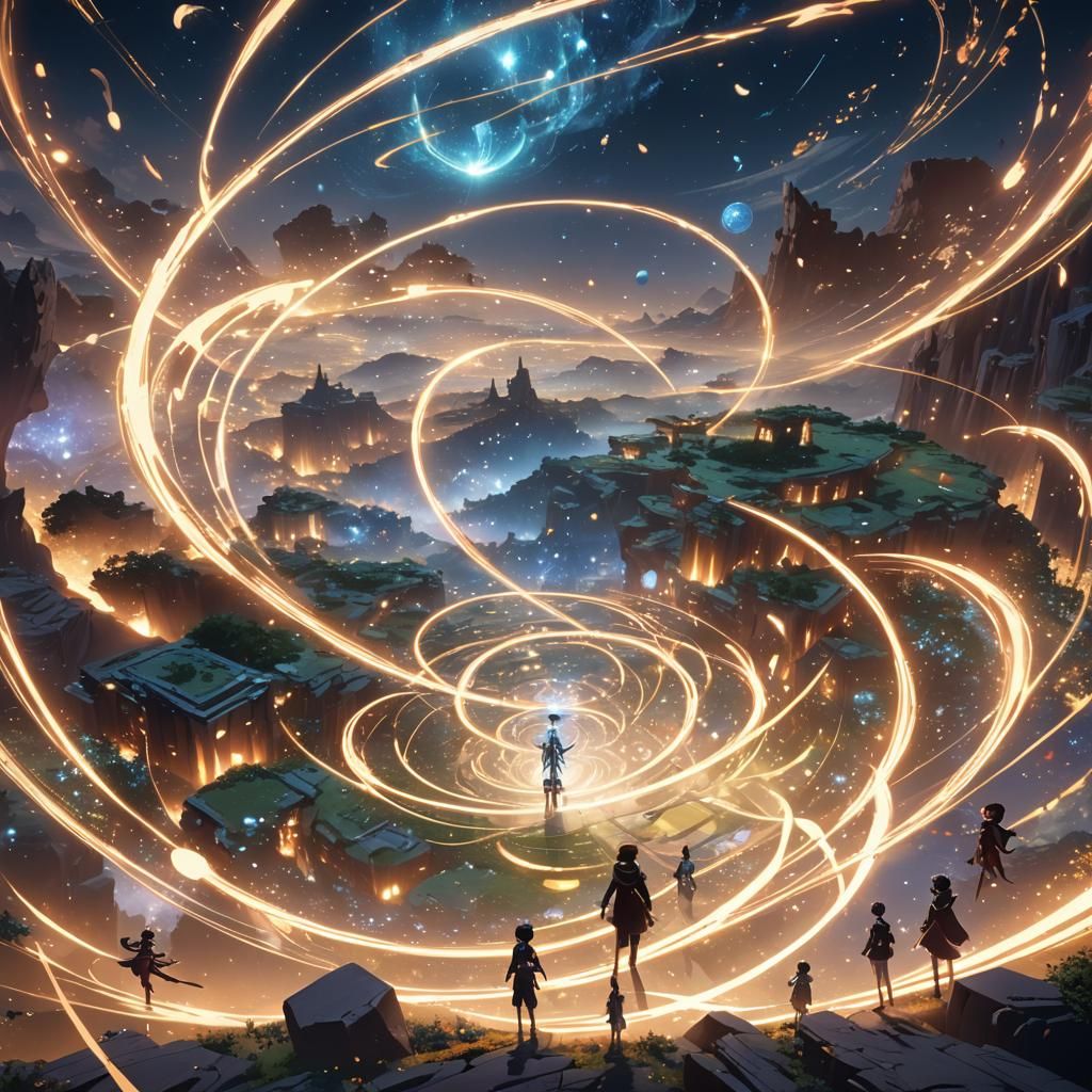 Cosmic Anime Landscape with Quantum Energy Patterns