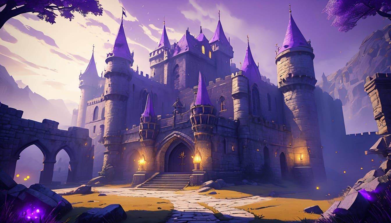 Medieval Castle Entrance in Dark Fantasy Style