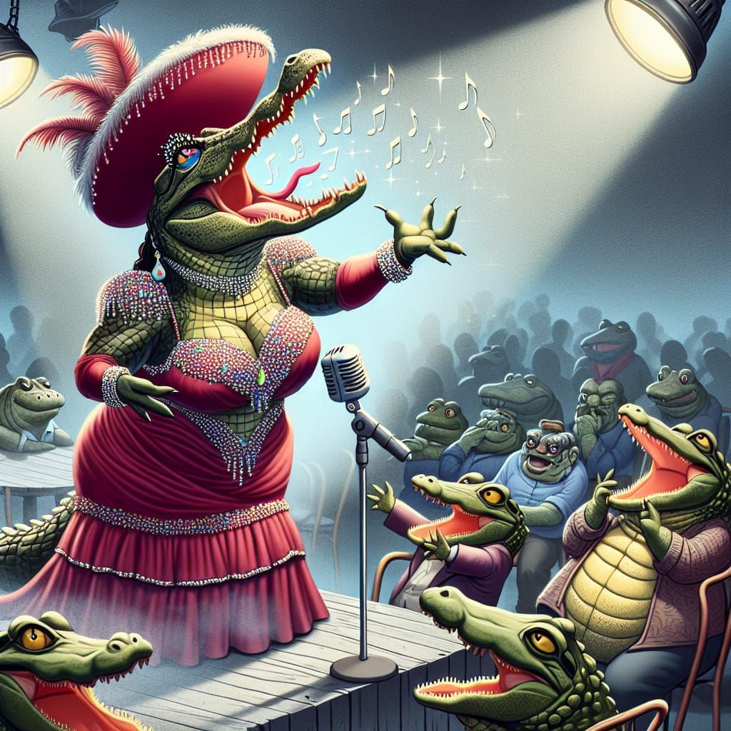 Diva Alligator Performs Opera in Smoky Bar