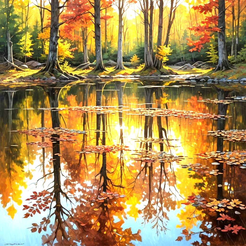 Picturesque Autumnal Scenery in 3D Style