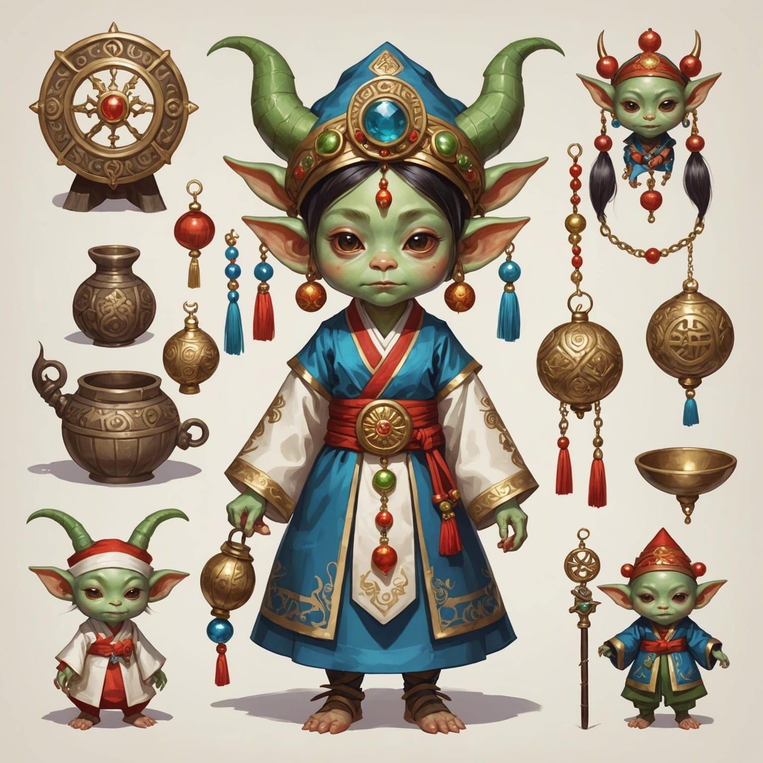 Goblin Priestess in Korean Honbok Dress