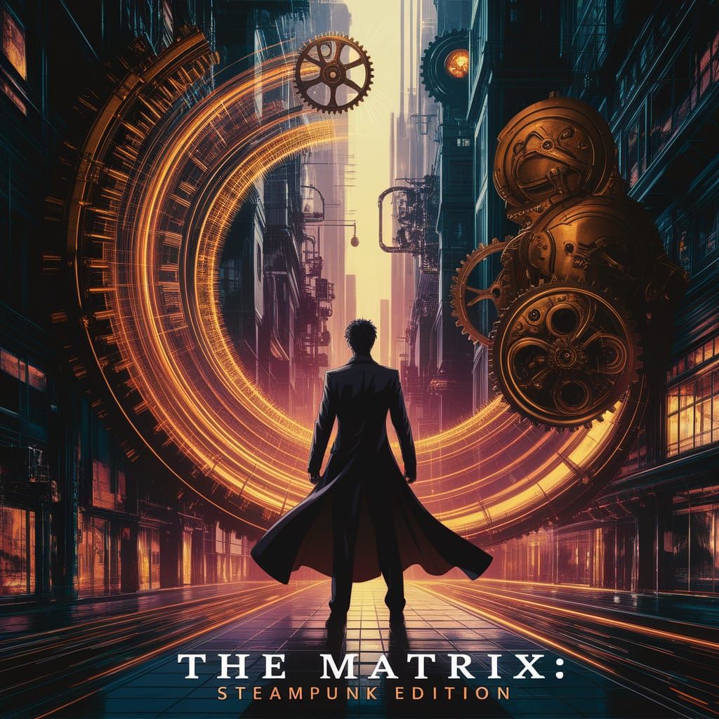 Steampunk Matrix Digital Art in Anime Style