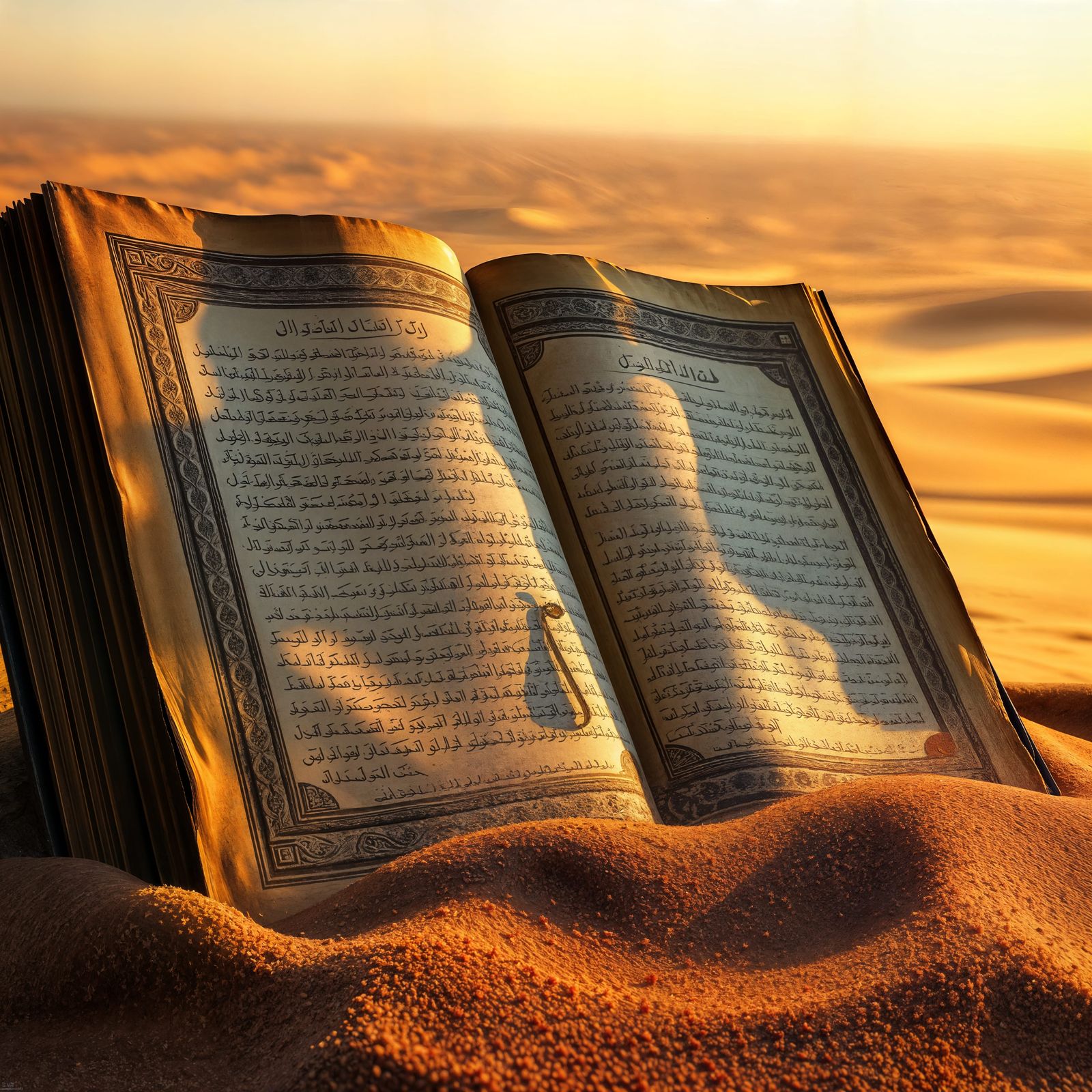 Ancient Leather-Bound Tome in Desert Landscape
