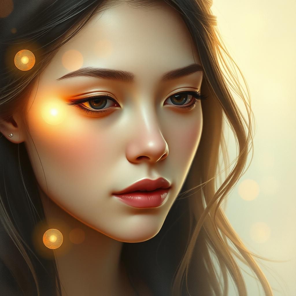 Ethereal Woman Portrait in Dreamy Symbolic Realism