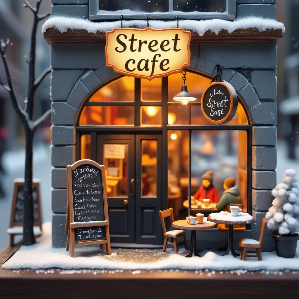 Winter Wonderland Cafe Scene in 3D