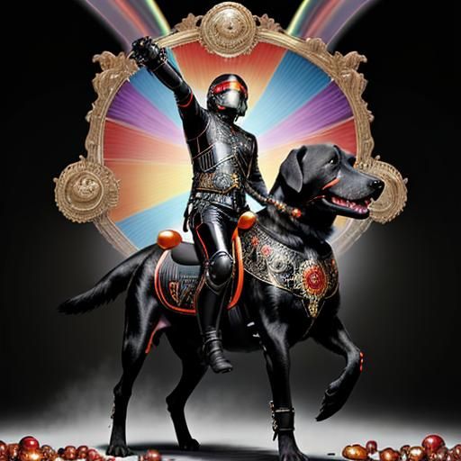 Riot Gear Rider on Enormous Labrador