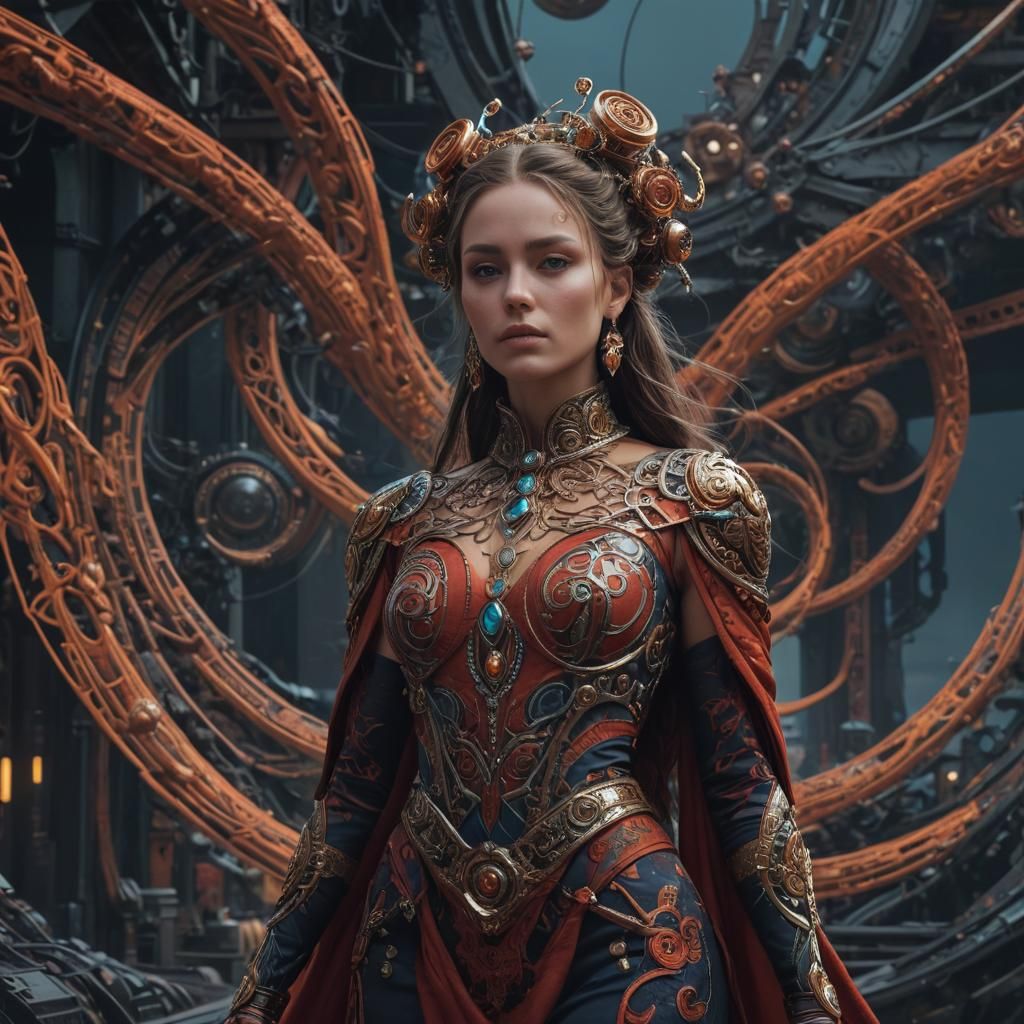 Ornate Woman in Jewel Tones, Fantasy Concept Art