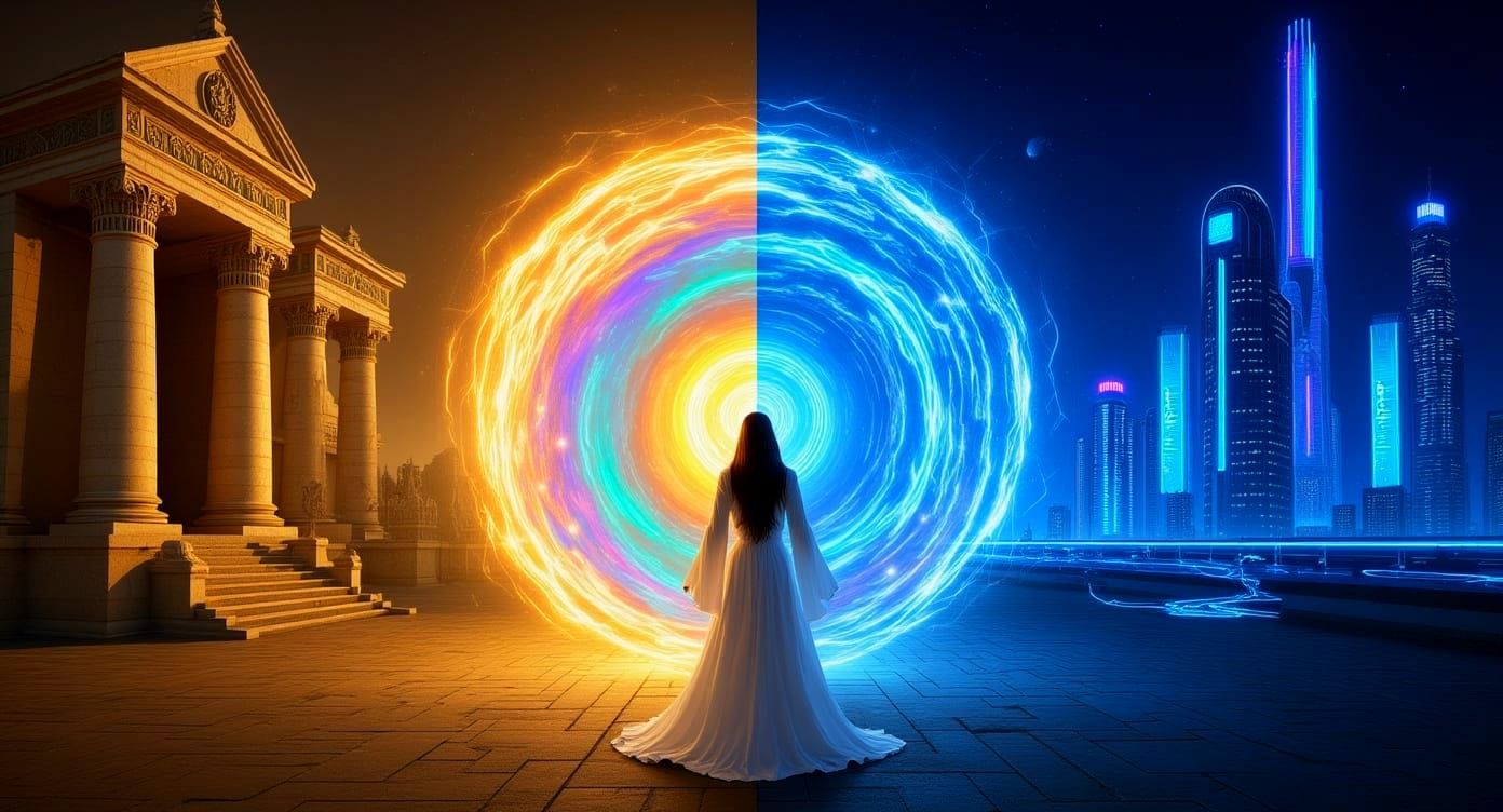 Surreal Collision of Ancient and Future Eras