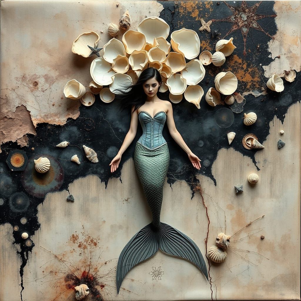 Surrealist Mermaid in Elegantly Tense Harmony