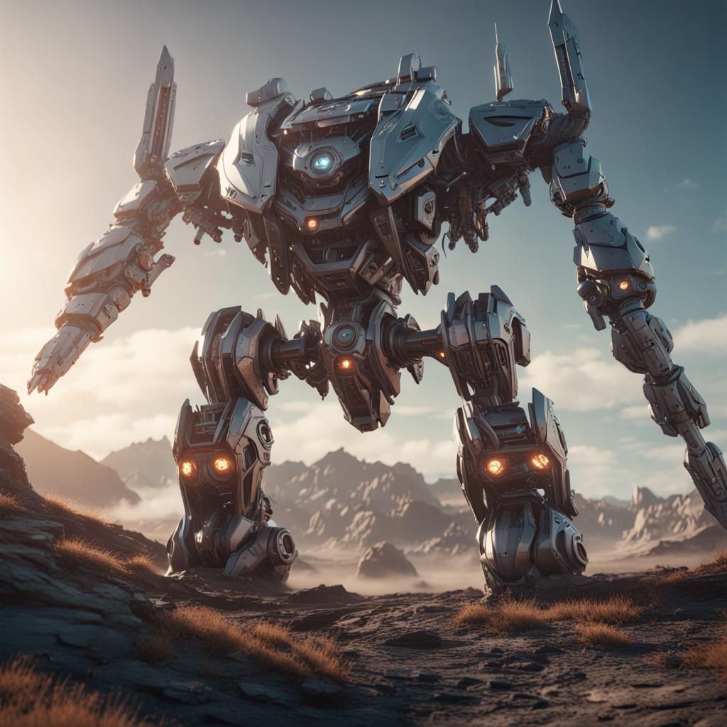 Epic Sci-Fi Robot in Cinematic Landscape