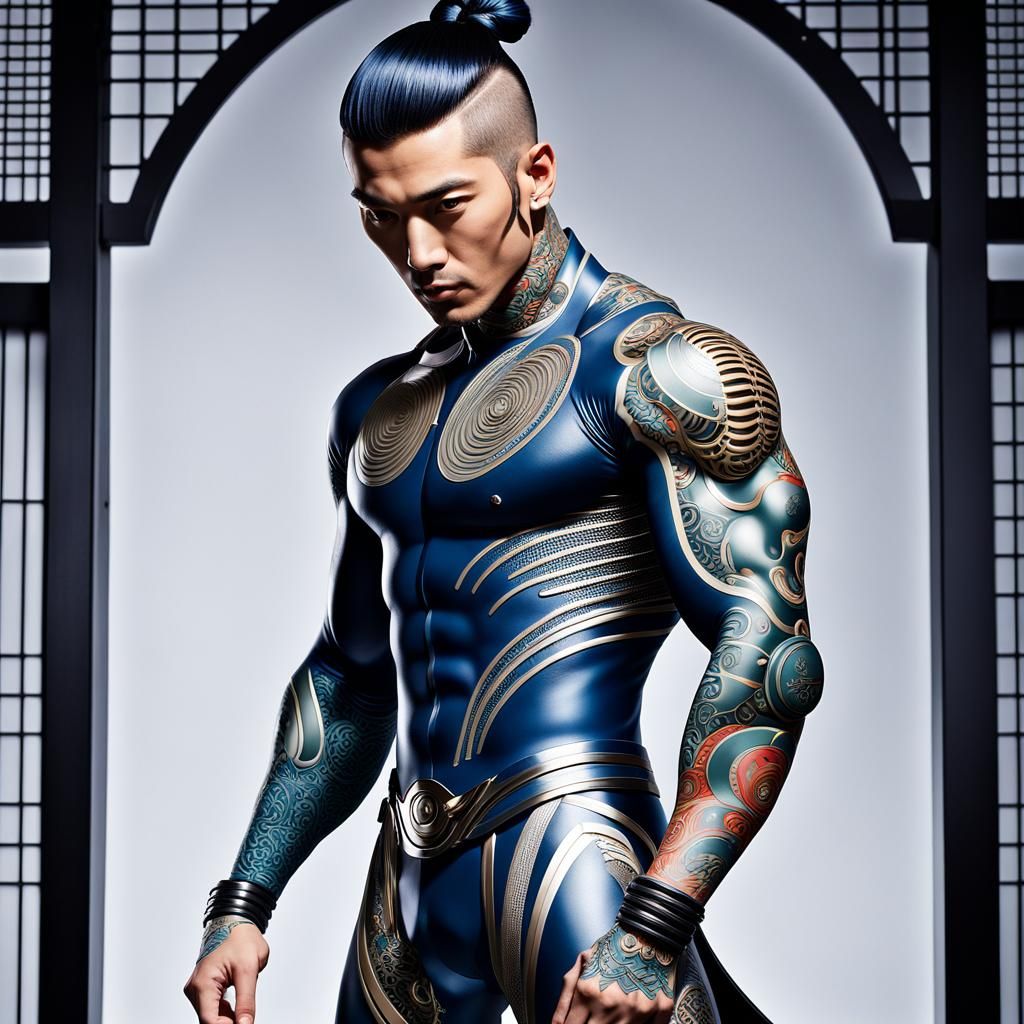 Biopunk Samurai: Ukiyo-e Fusion in High-End Photo