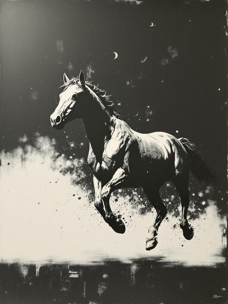 Surreal Horse Runs Free: Fusion of Styles