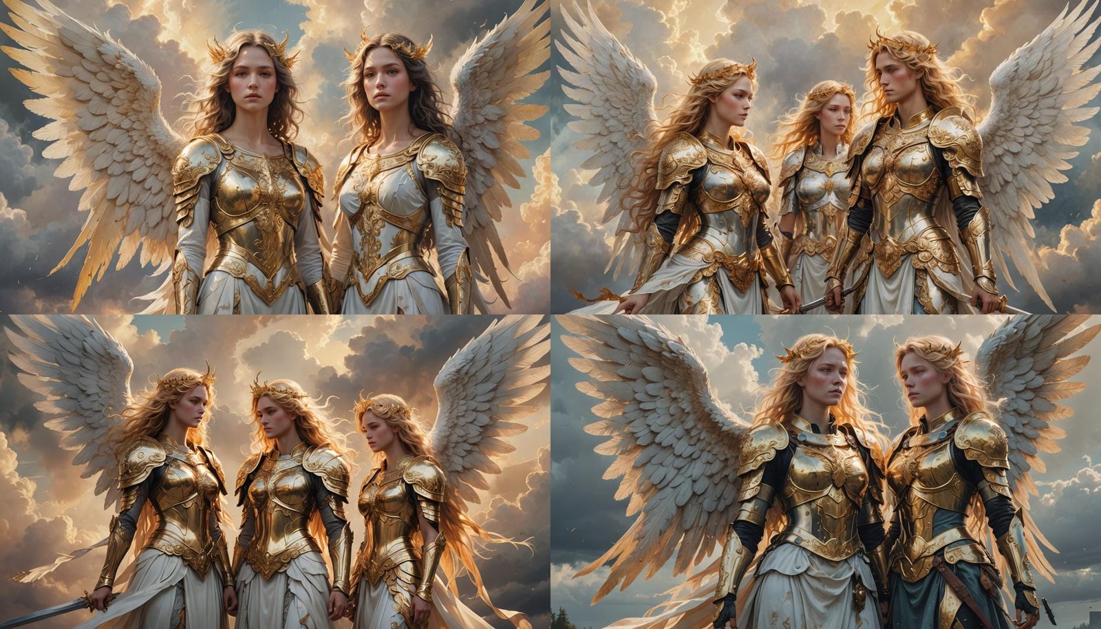 Angelic Duo in a Cloudy Sky: Digital Painting